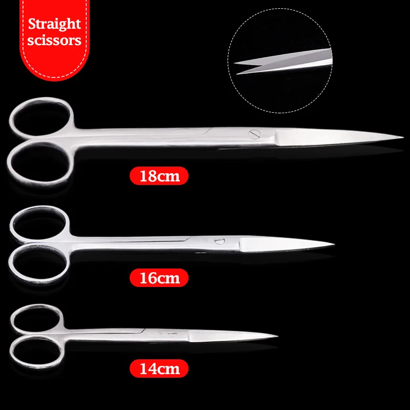 Surgical Scissors 14/16/18Cm Stainless Steel Straight Curved Tip For Animal Veterinary