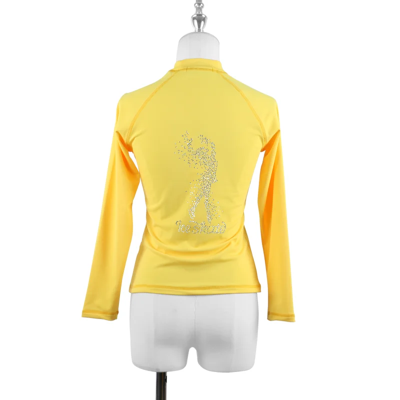 Figure Skating T Shirt Tops For Girl Women Adult Training Ice Skating Gymnastics Pullover Long Sleeve Diamond Pattern