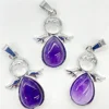 Fashion Natural Gem Stone Quartz Crystal Opal Mix pendant&Alloy angel Pendant DIY charm Jewelry Making Necklace Accessorie 12pcs 3