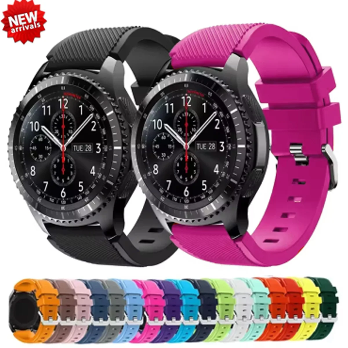 Premium Silicone Smartwatch Band - Versatile 20mm/22mm Strap