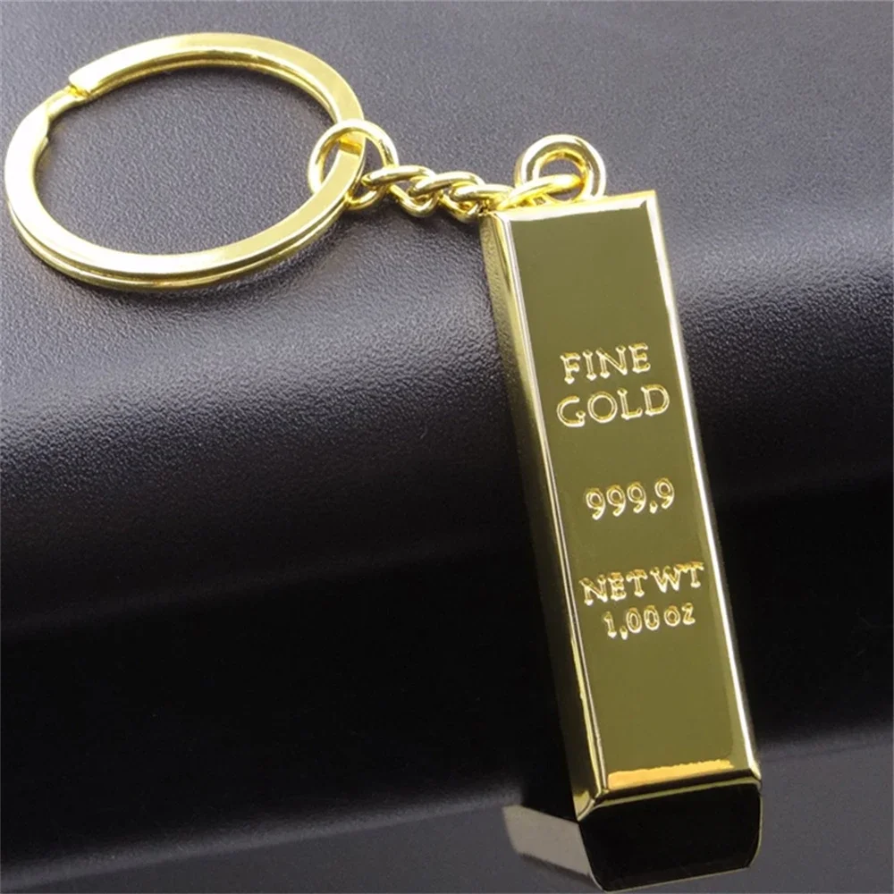 Creative Imitation Gold Bar Keychain Unisex Metal Golden Brick Pendant With Key Holder Backpack Purse Bag Decoration Accessories - Image 5