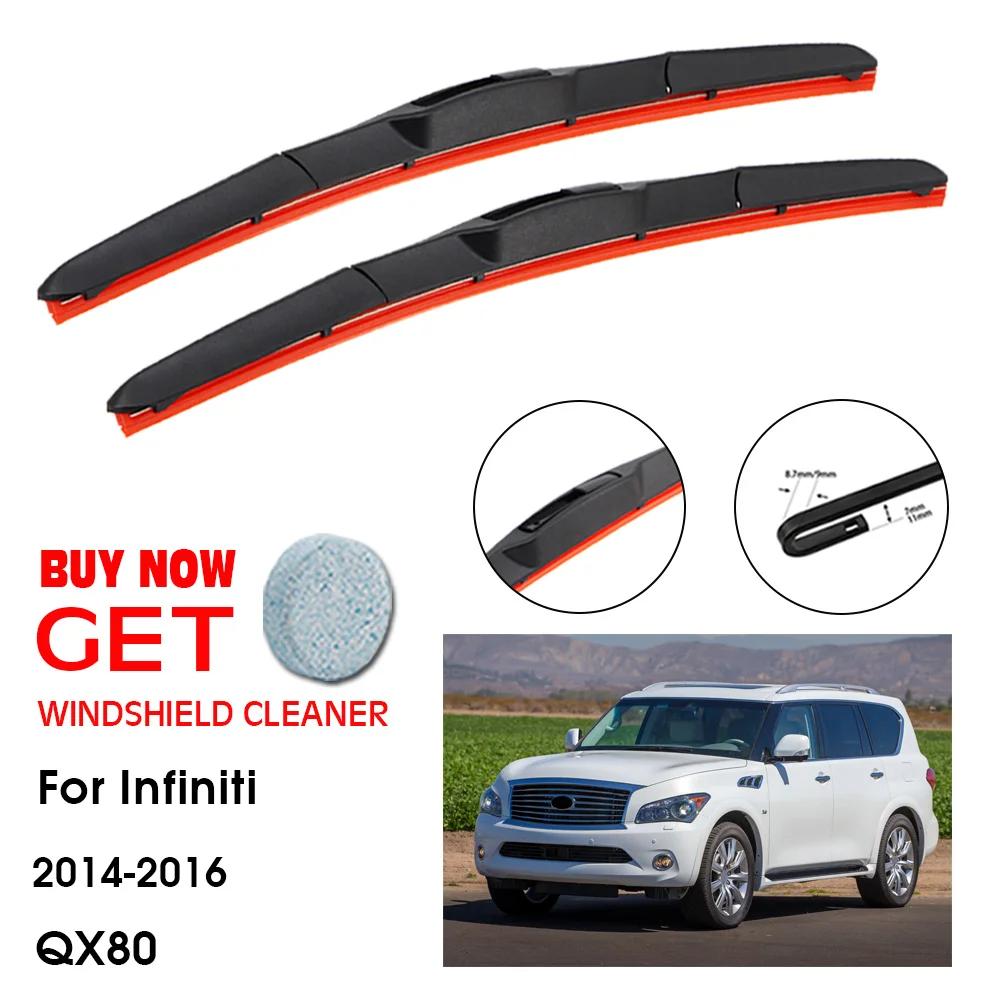 

Car Wiper For Infiniti QX80 24"+19" 2014-2016 Front Window Washer Windscreen Windshield Silica Gel Wiper Blades Accessorie