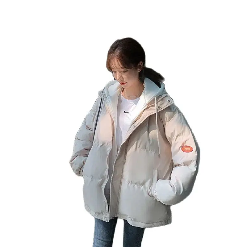 

Female Winter Coat Add Thick Down Cotton Outcoat Short Leisure Fake Two Pieces Hooded Loose Bread Clothes Outerwear Ladies Tops