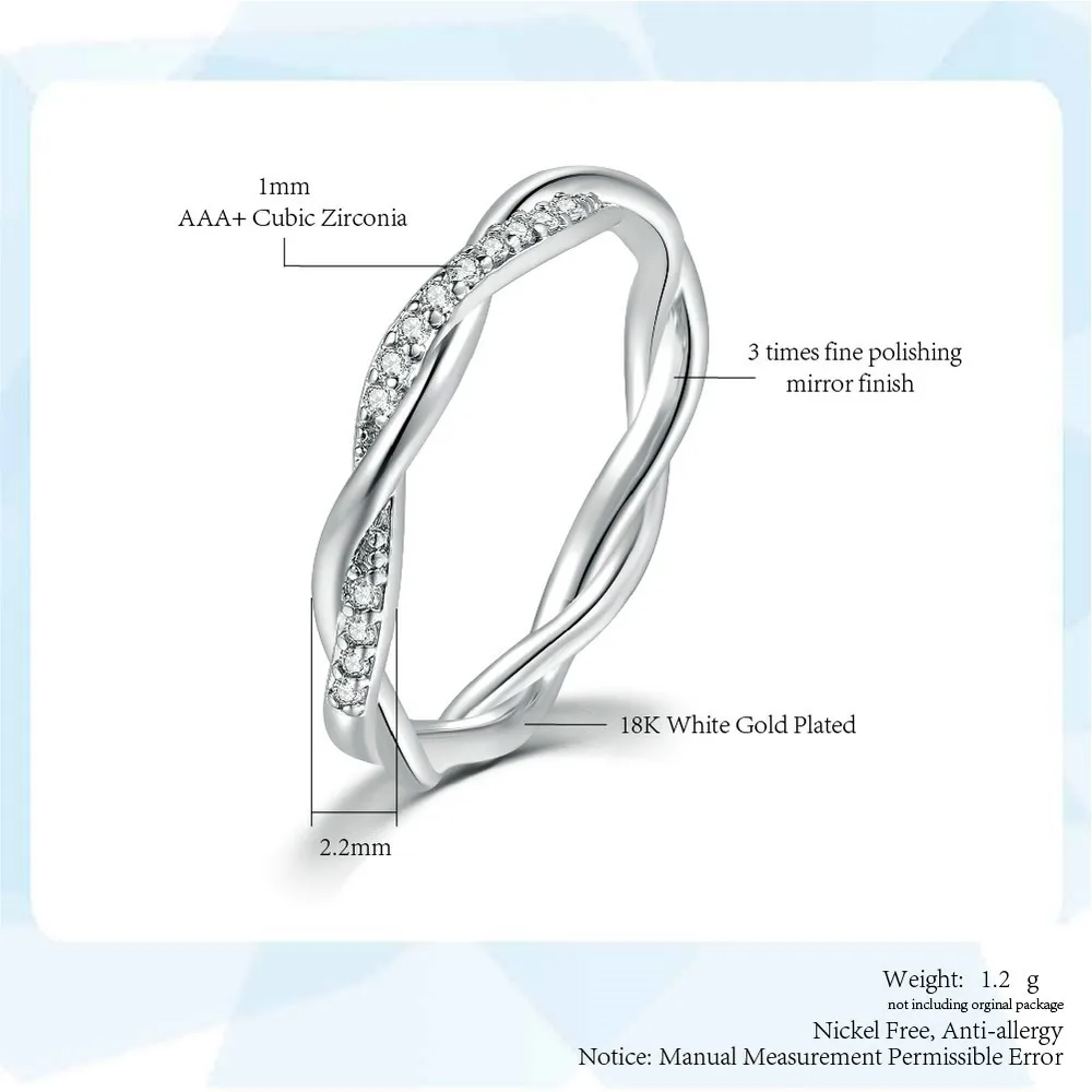 Wedding Engagement Dainty Ring For Women Thin Temperament Winding Silver Color Cubic Zirconia Fashion Gift Finger Jewelry DZR018 6