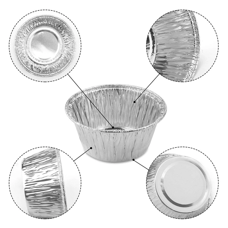 150Pcs Aluminum Foil Cupcake Cups with Lids Spoons Non-Stick Foil Baking  Cups 150ml Square Cups Heat Resistant Utility Container - AliExpress