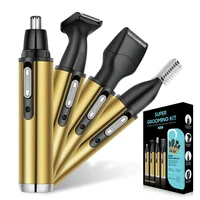 4-in-1 professional beauty kit, USB rechargeable nose and ear clipper, beard and eyebrow shaver