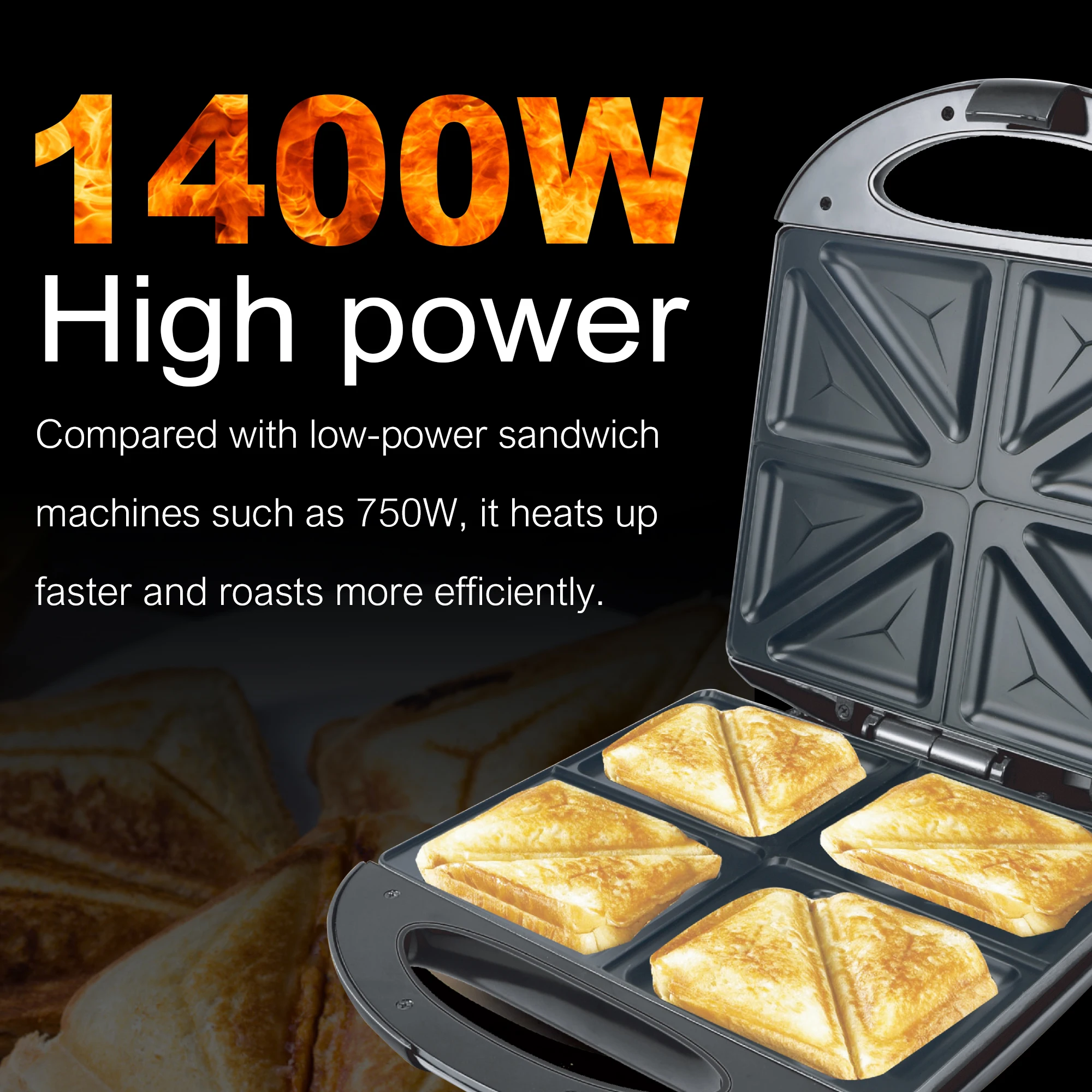Electric sandwich Maker Triangle Plate Panini Cooking Kitchen Appliances Breakfast Waffles Machine Non-stick Iron Pan Sonifer 4