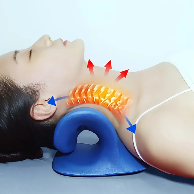 Ergonomic Portable Cervical Traction Pillow-Home Neck Corrector & Massager with Supportive C-Shaped Design neck massager