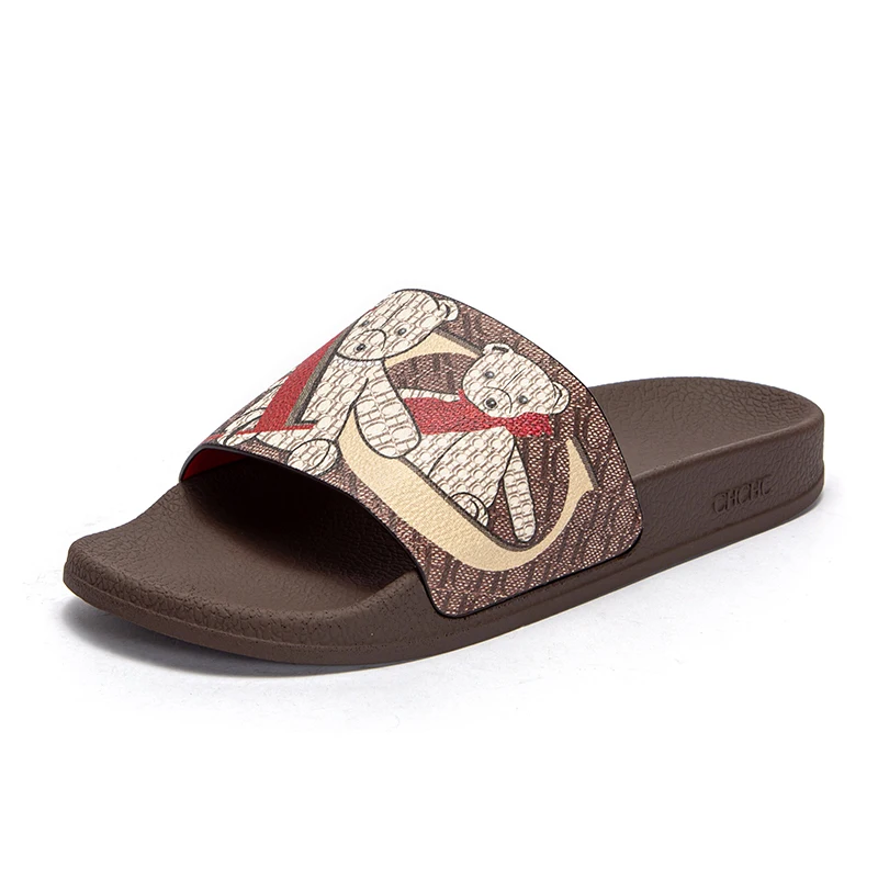 نعال مسطحة بتصميم نمط فريد للنساء ، مادة بولي كلور...