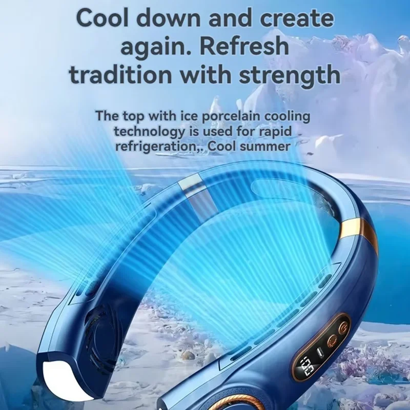 Description Picture 3 of itemNew Neck Air Conditioner Portable Neck Fan Rechargeable Semiconductor Cooling Bladeless Fan Outdoor Personal Fan Wearable Cooler