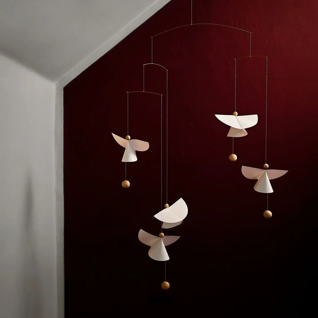 Paper Angel Rotary Wind Bell Pendant, Nordic Baby Bed Bell, Danish Swallow Balanced Aerial 4