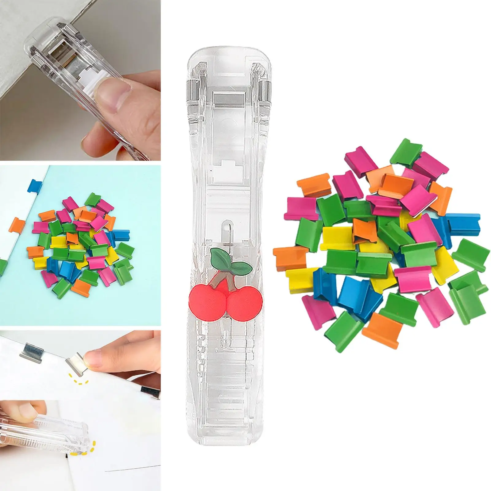 다목적 푸시 스테이플러 미니 데스크 스테이플러 사무실 학교 가정에서 문서 바인딩을 위한 재사용 가능한 고정 클립