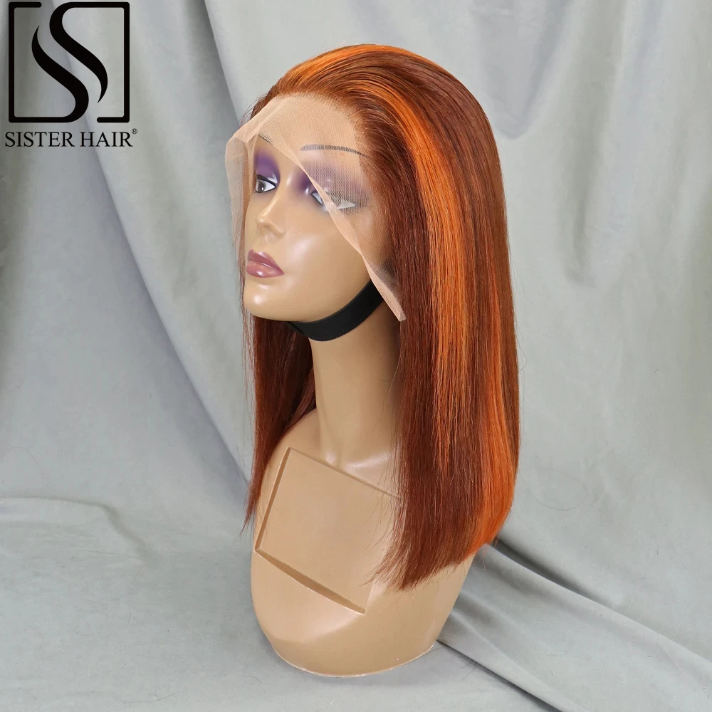 

Парик 14 дюймов 16 дюймов 200% Плотность Боб прозрачный парик 13x4 кружевной фронтальный парик 4-350 цвета короткие бразильские волосы Remy прямые волосы боб парики