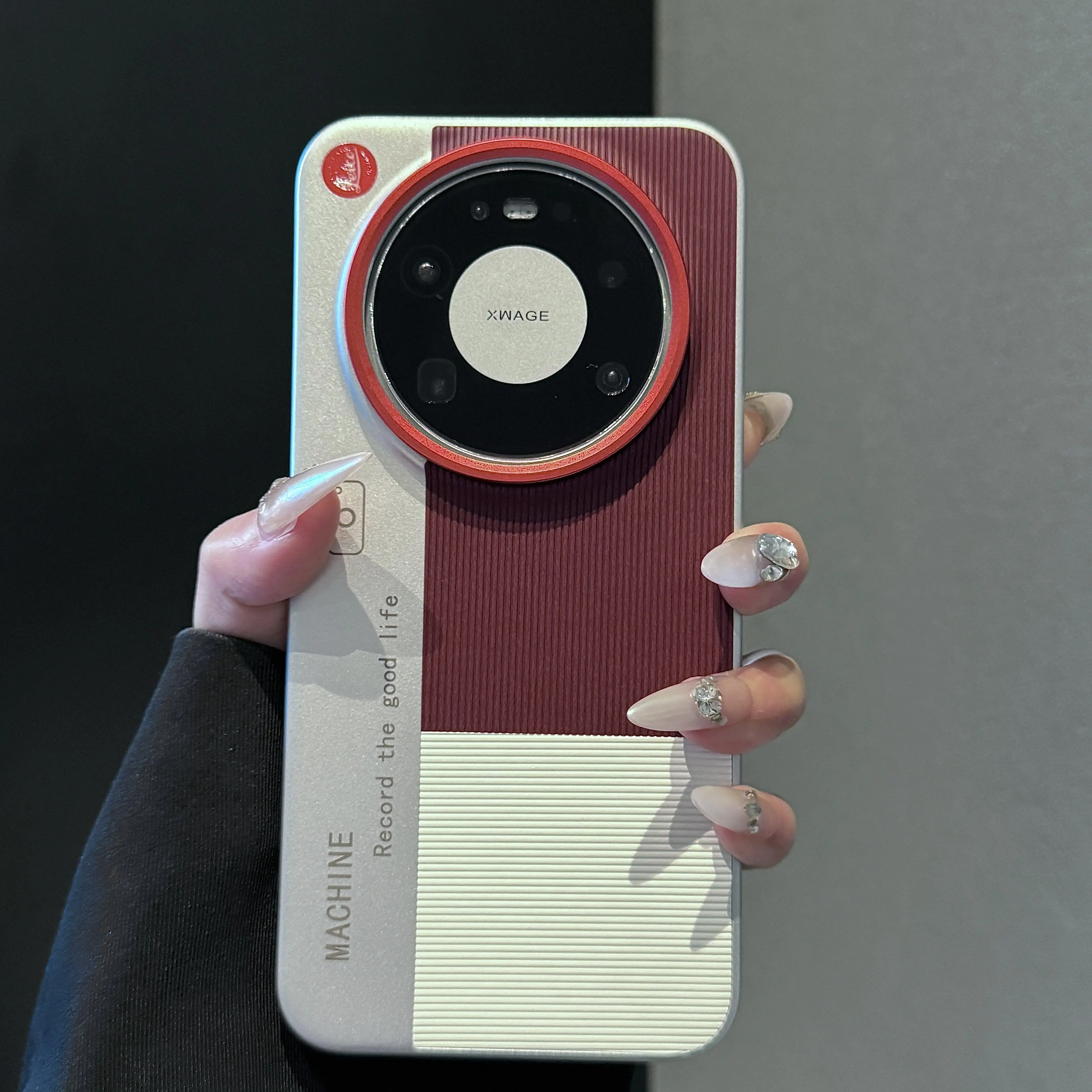 Camera-Style Vertical Pattern Leather Full Coverage Hard Case