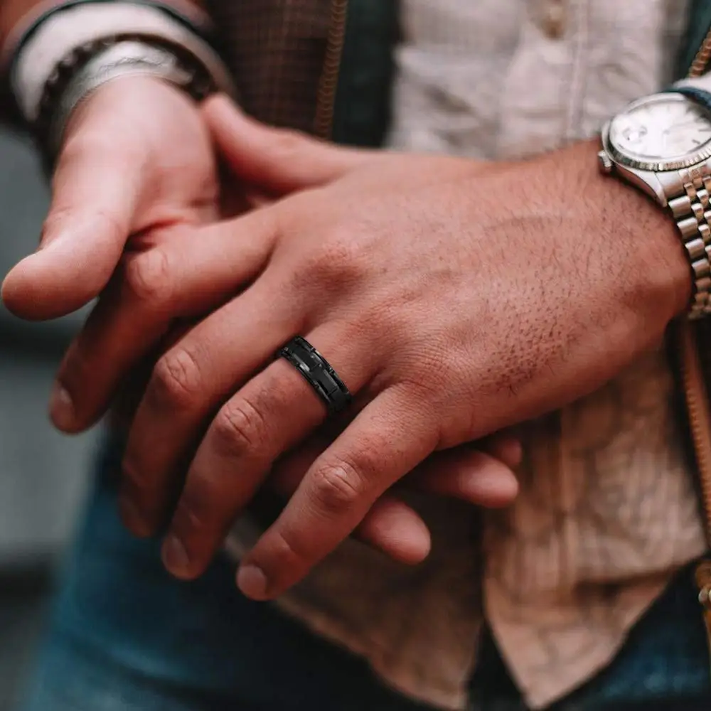 Womens Ring Couple Rings Finger Rings Jewelry Rings Ring Jewelry Fashion Jewelry for Lover Gifts Couple Rings for Women Black Rhinestone Female Rings Set Men Stainless Steel Ring Set
