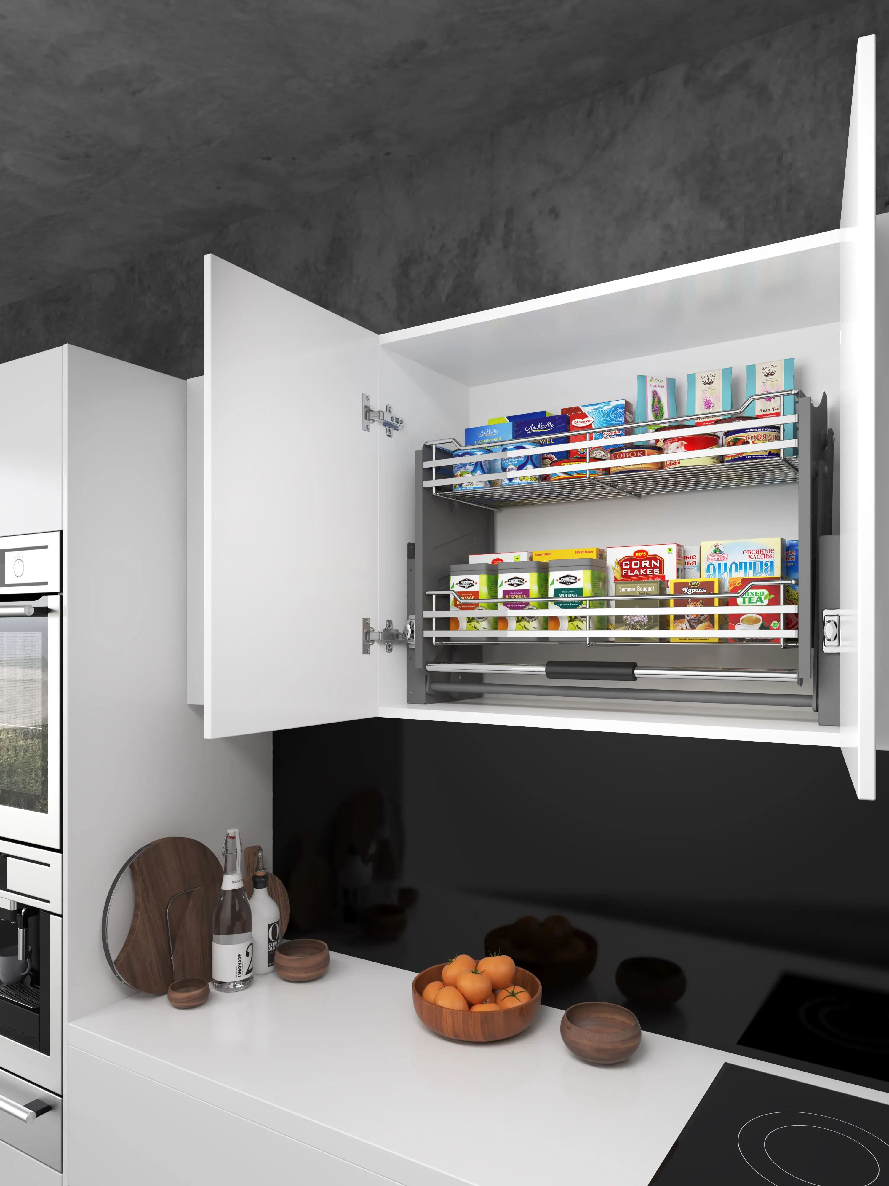 Kitchen Cabinet Lift Basket Kitchen Pull Down Basket Suspender Seasoning Hanging Storage Kitchen Lift Basket