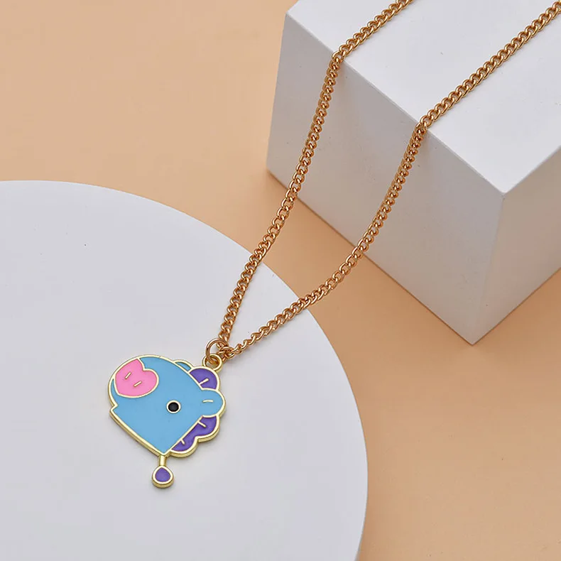 BT21 Koya RJ Shooky Cooky Chimmy Schlüsselbeinkette Kreative Hochwertige Anime-Cartoon-Druck Paar-Schlüsselanhänger Niedliche Einfache Joker-Dekoration – Detail 1