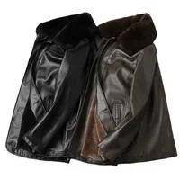 Chaqueta de piel sintética con Cuello de piel para hombre, abrigo informal de lana, cálido, de calidad, invierno, nuevo, 3X 4