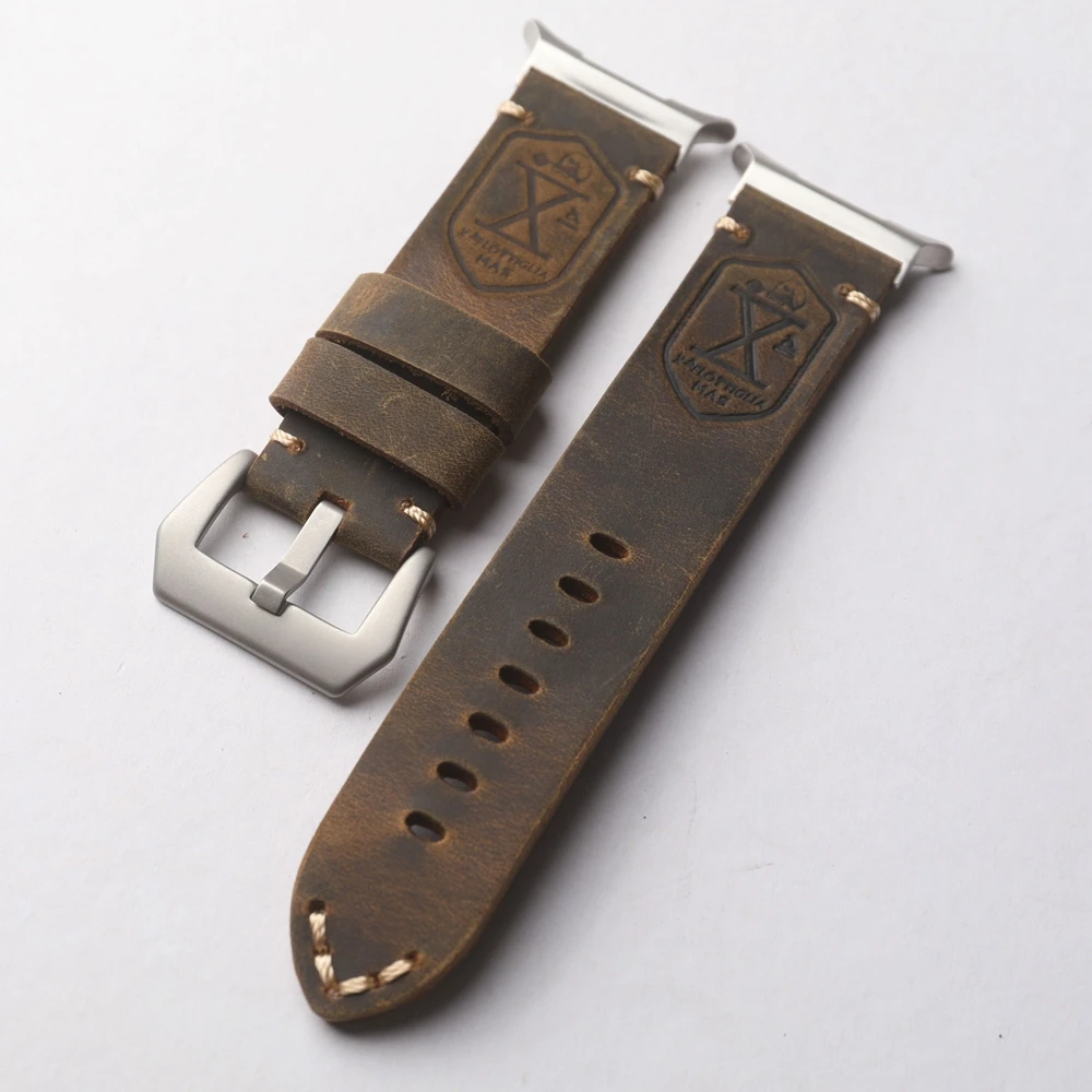 Premium Handmade Brown Vintage Leather Strap for Men, 47MM Cowhide Bracelet Design