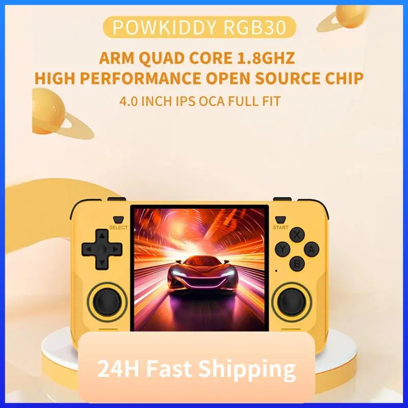 T30C New RGB30 4 Inch Ips Screen Handle Game Console Built-In WIFI RK3566 Open-Source Retro Handheld Game Console For Kids
