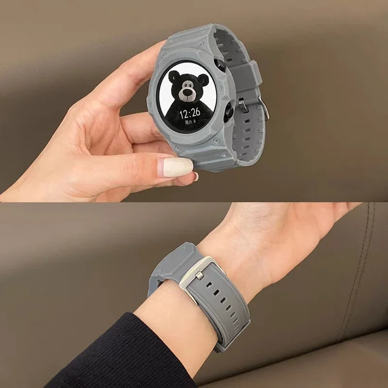 Enhanced Silicone Strap with PC Case for Smartwatch Sport Loop Band Bracelet