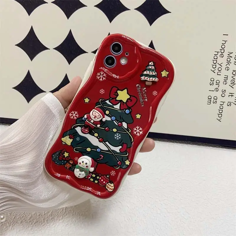 Charming 3D Christmas Santa Claus Doll Silicone Phone Cover - Festive Design