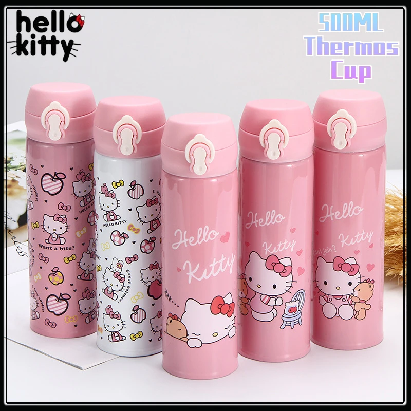 Hello Kitty Thermos Cup simpatica bottiglia d'acqua portatile tazza  sottovuoto tazza rimbalzante tazza per bicchieri in acciaio inossidabile  tazza per acqua termica regali