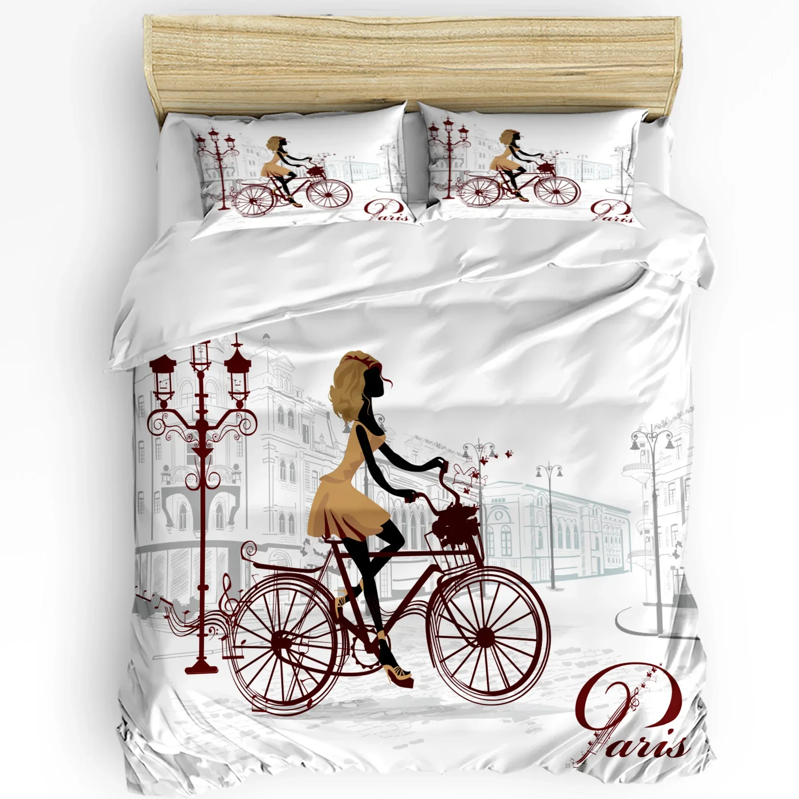 

3pcs Bedding Set Bicycle Girl Street Romance Home Textile Duvet Cover Pillow Case Boy Kid Teen Girl Bedding Covers Set