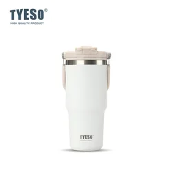 Tyeso Stainless Steel Insulated Thermos Bottle - Premium Thermal Mug - 900ML (White)