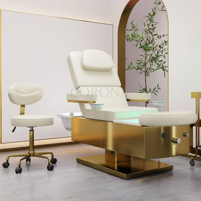 Massage Table Bed Pedicure Beauty Modern Hair Salon Washing Chair Shampoo Bed With Foot Spa 2