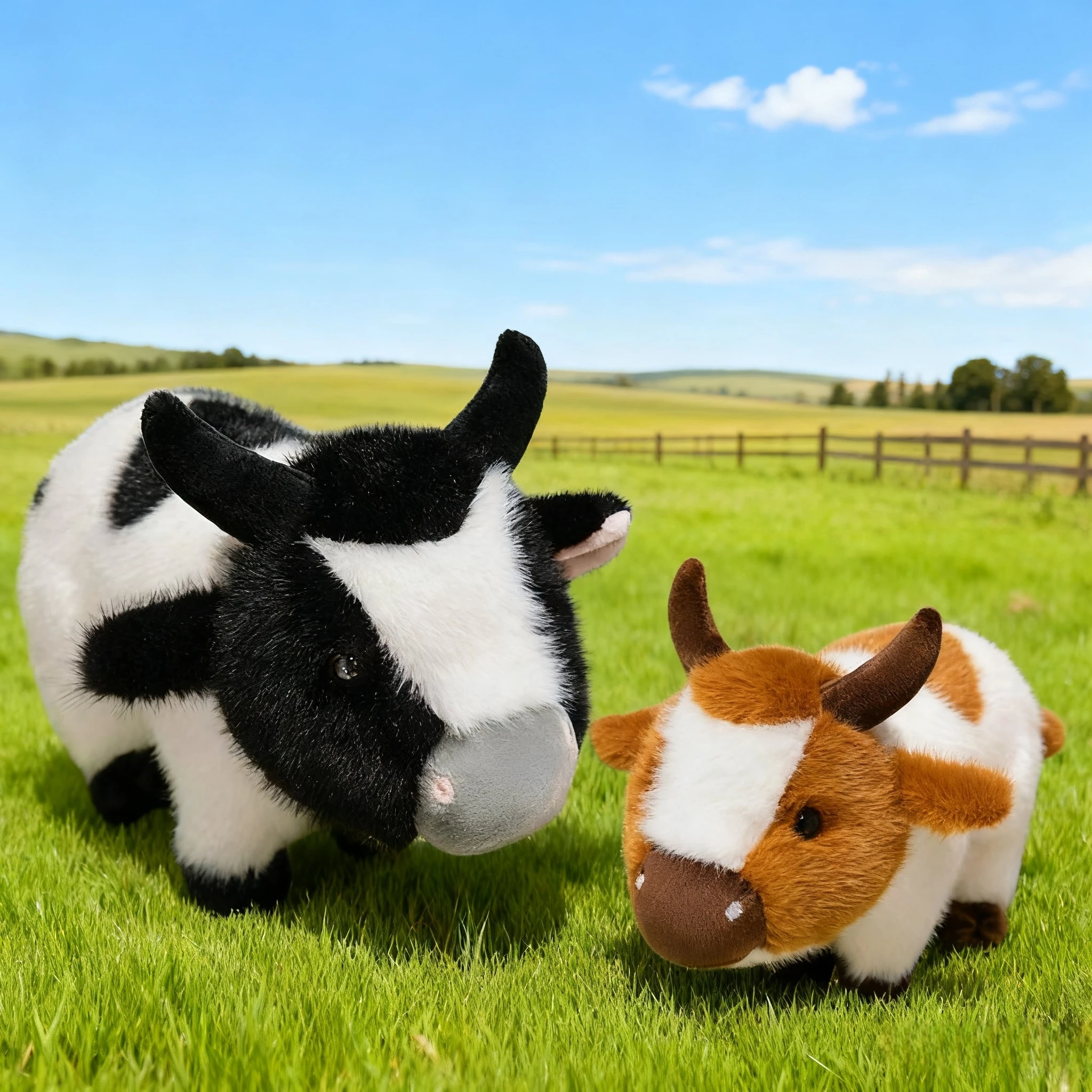 Simulation Cattle Animal Plush Doll Soft Stuffed Cow Bull Plush Toy Farm Game Props Lifelike Animal Model Great Gift for Kids