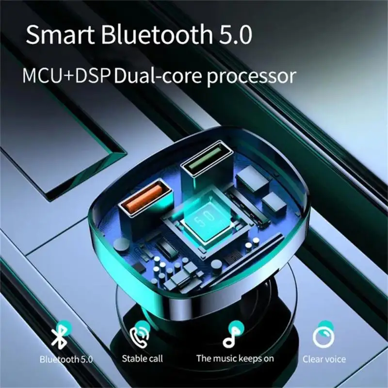 Car MP3 Player Fm Transmitter Wireless Bluetooth 5.0 Audio Receiver Handfree Type-C Dual Usb Car Fast Charger Kit fm transmitter bluetooth audio adapter bluetooth mp3 receiver car mp3 player bluetooth music player