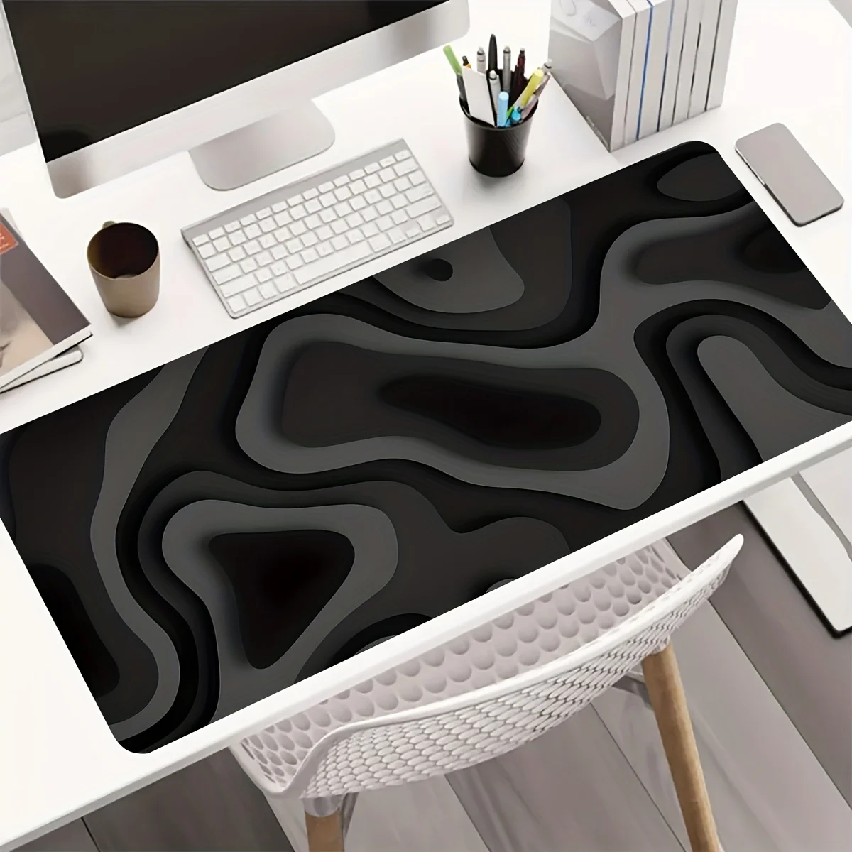 Black Gray Swirl Design Large Mouse Pad Desk Mat Gaming pad pc accessories Computer keyboard mouse pads Office carpet maus pad Image 9