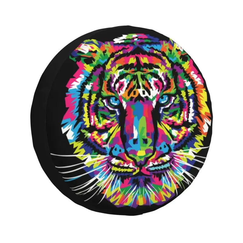 

Neon Tiger Spare Wheel Cover for Mitsubishi Pajero 4WD RV Custom Funny Animal Cat Pattern Tire Protector 14" 15" 16" 17" Inch