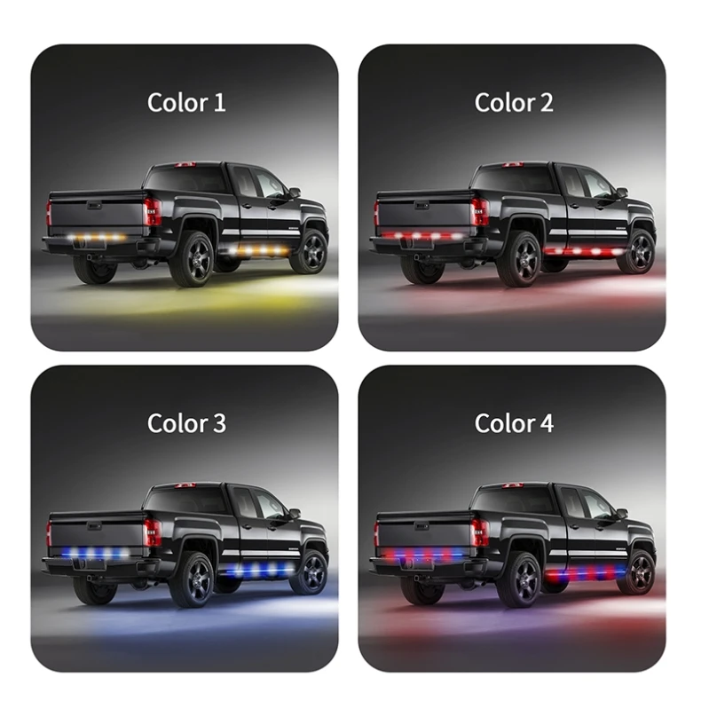 2Pcs Led Car Side Light Bar Signal Warning Lamp Emergency Strobe Light Pickup Taillight Truck Atmosphere Light 12-24V Waterproof