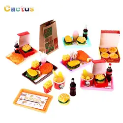 Mini 1/6 Miniature Dollhouse Hamburger Coke Cup Fast Food for Blyth Barbies Doll House Play Kitchen Ice Cream Accessories Toy