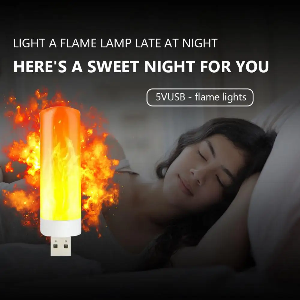 USB LED 플레임 램프, 다이내믹 플레임 효과 전구, 창의적인 깜빡이 시뮬레이션 플레임 야간 조명, 장식 조명n