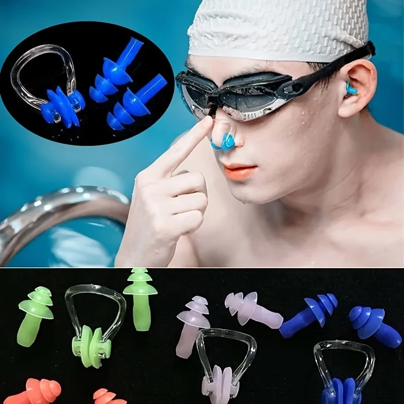 Waterproof Silicone Swimming Earplugs Nose Clip Plugs,Ear & Nose Protector Swimming Sets