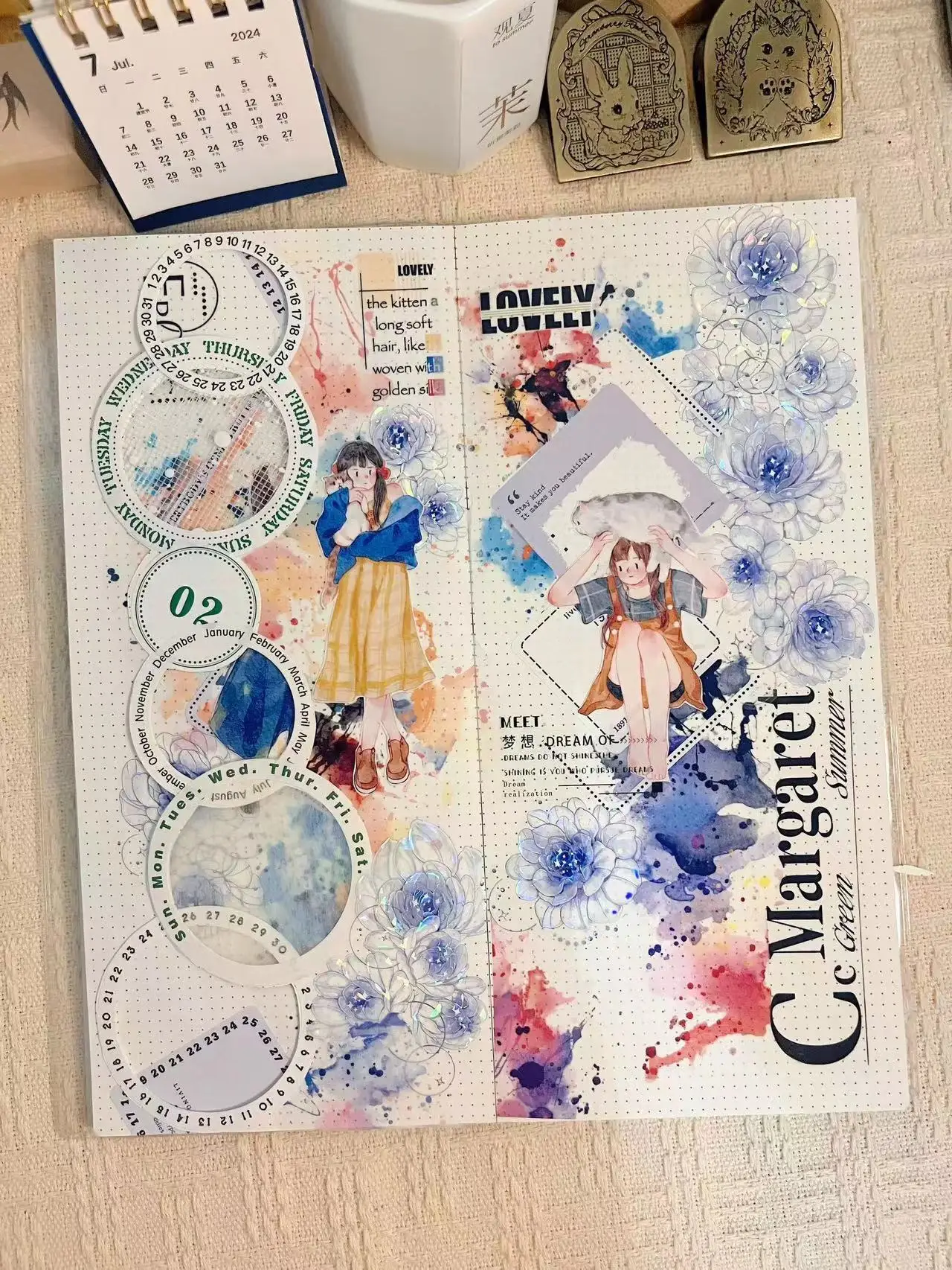 QianYan Studio 빈티지 컬러풀 스테인 Vol. 3 Washi PET 테이프 카드 만들기 장식 DIY 스크랩북 계획 스티커