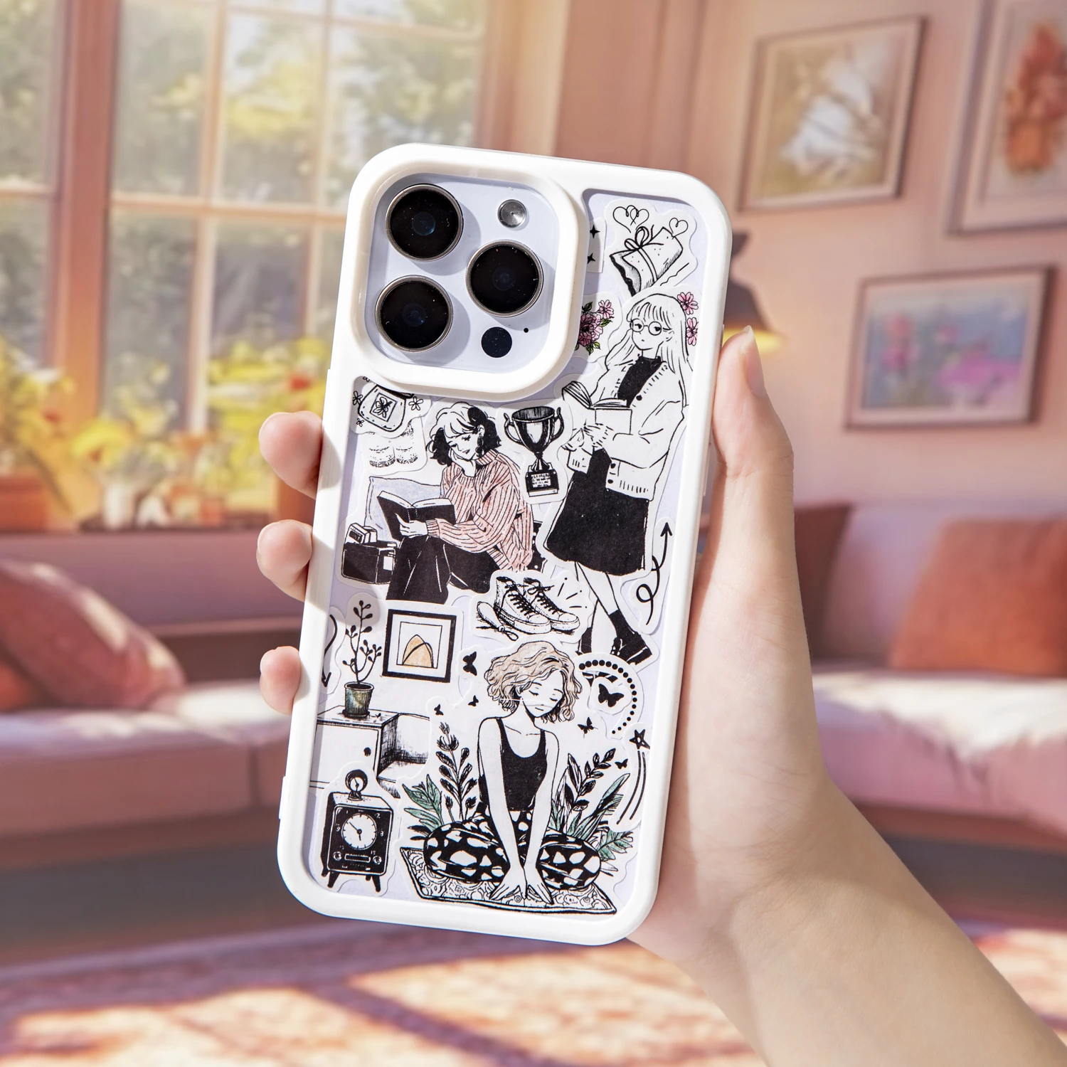 블랙 화이트 인생 일상 다이컷 와시 테이프 1롤, 저널 DIY 스크랩북 콜라주 폰 케이스 노트북 장