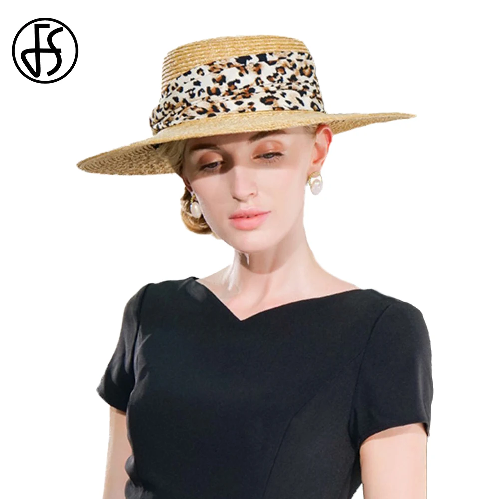 

FS 2023 Spring Summer Leopard Print Hats For Women Leisure Holiday Sun Visor Sombreros Ladies UV Protection Flat Top Cap Female