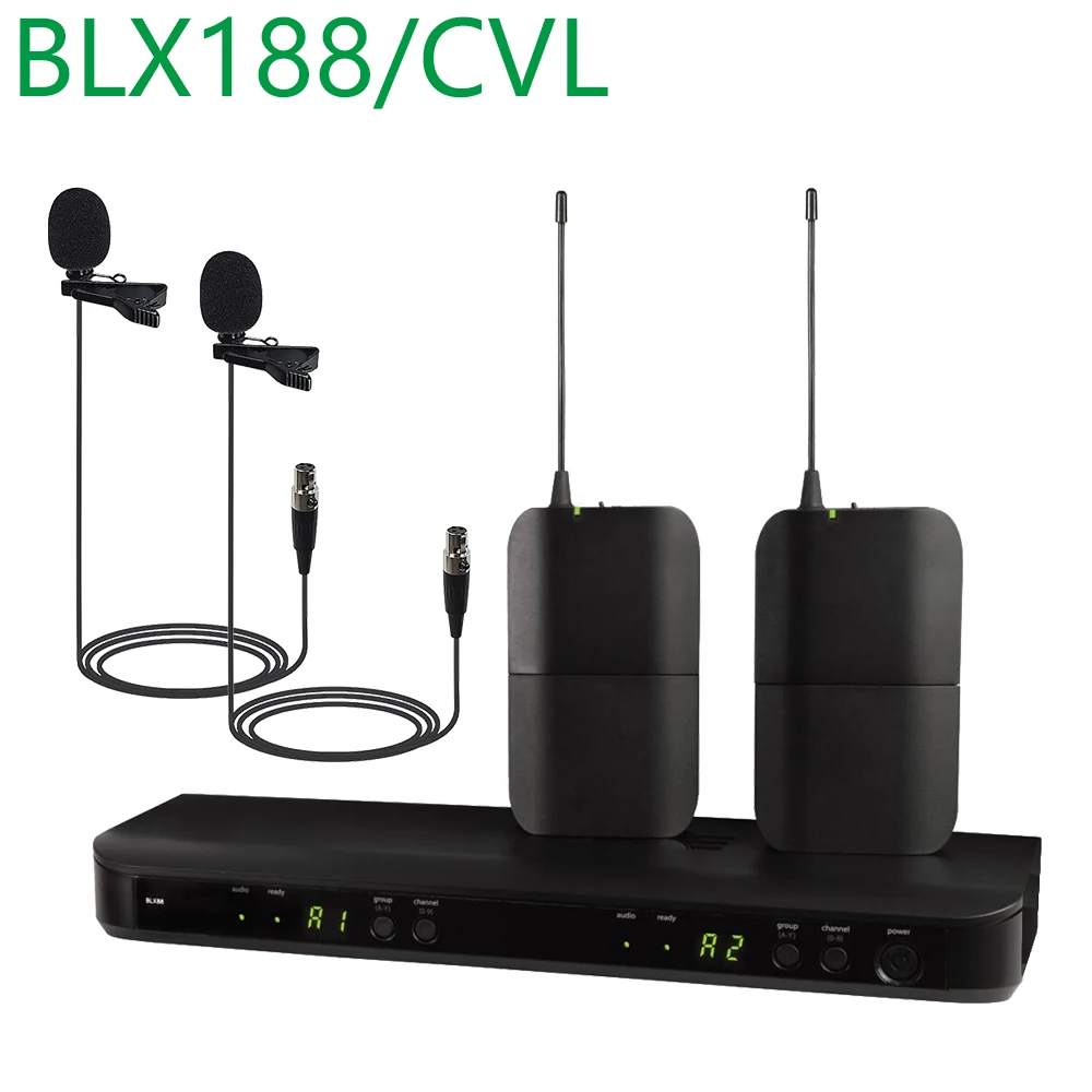 

BLX188/CVL BLX288 BLX1 Dual-channel Wireless Microphone Presenter System with two CVL Lavalier Mic or Stage Performance Singing