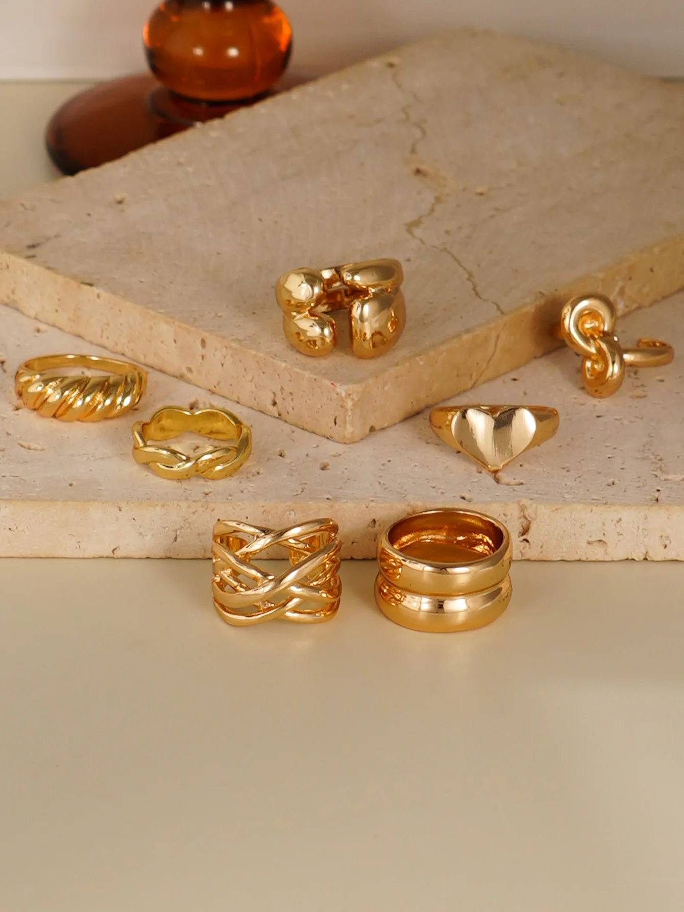 7pcs Simple Knot Buckle Love Design Multiple Rings