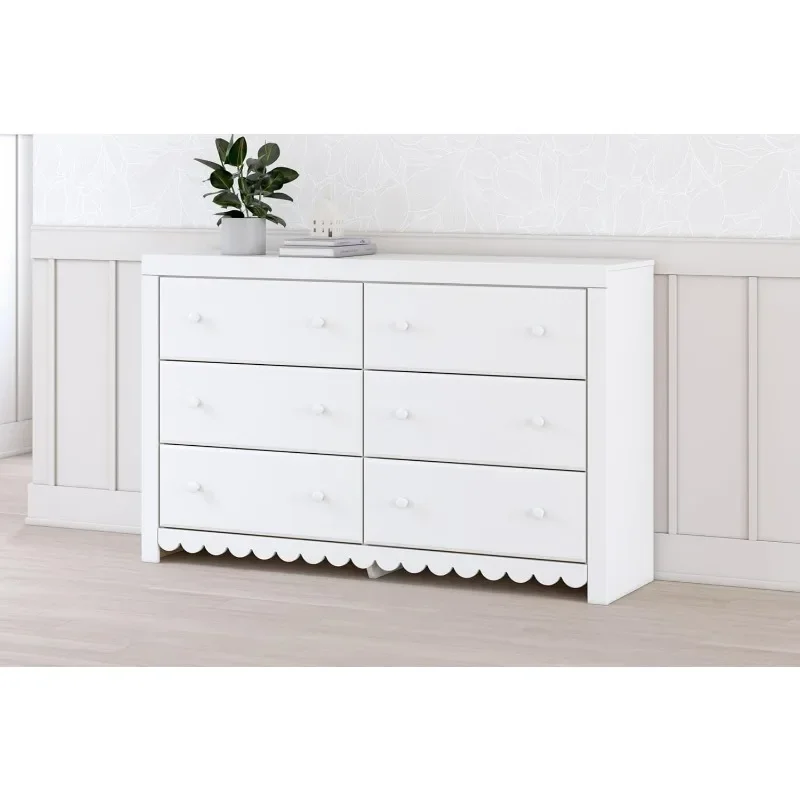 Drawer Dresser with Safety Stop and Scalloped High Quality