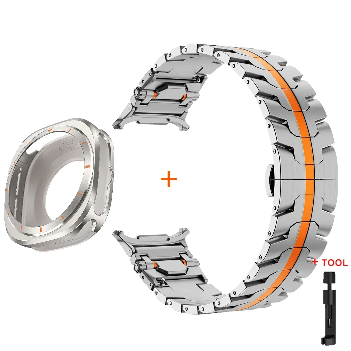 Luxury Stainless Steel Strap and Aluminum Alloy Case for Watch Ultra, Men's Metal Protective Watchband
