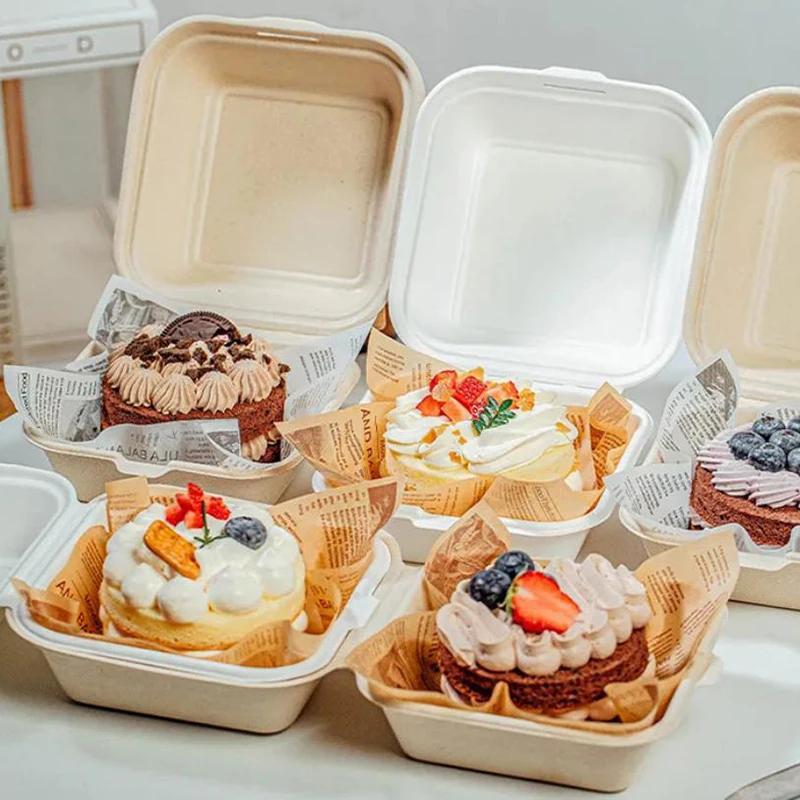 【Nice】10pcs Disposable Bento Food Containers Baking Dessert Cake Bowl Packaging Burger Snack Boxes Microwavable Home Lunchbox