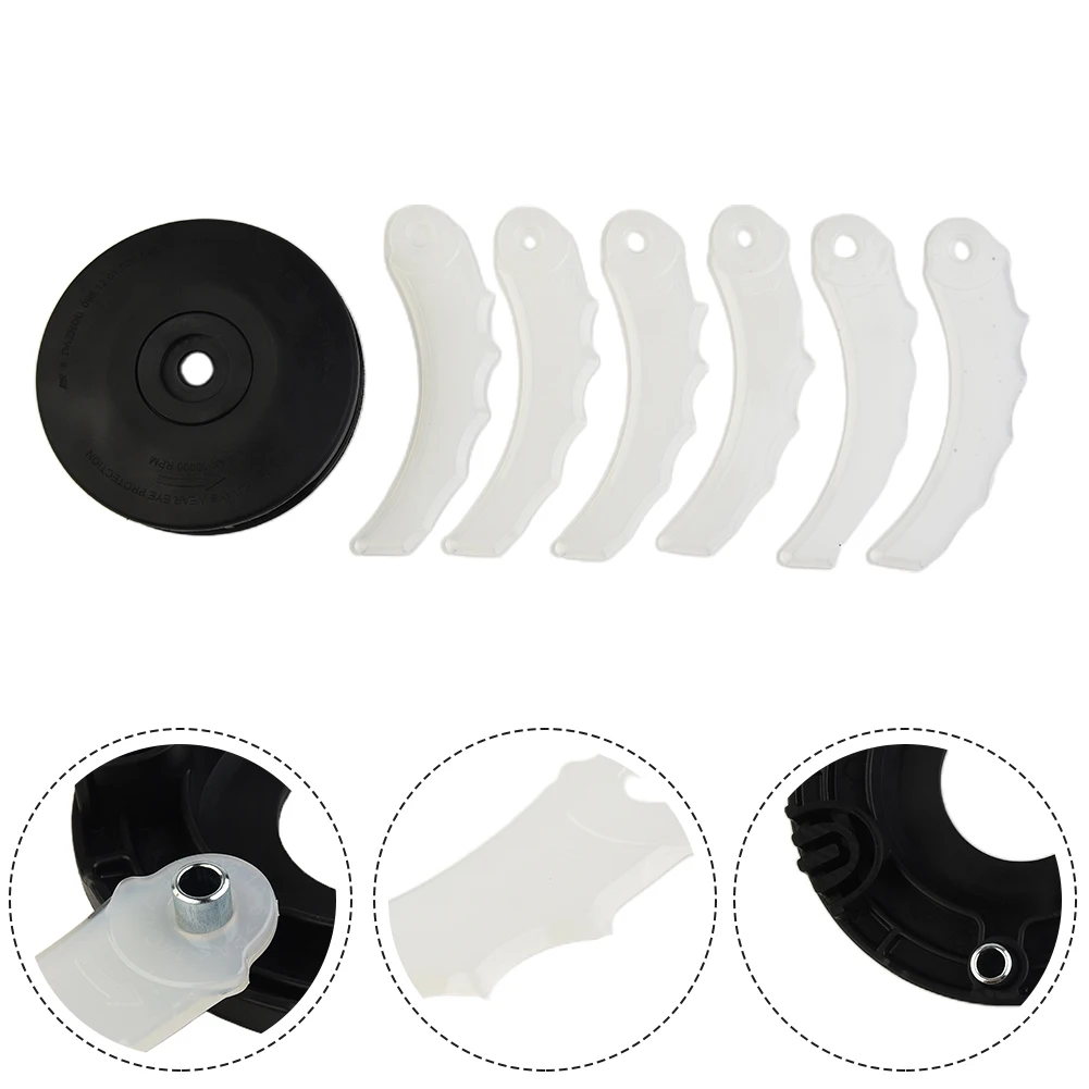 

6pcs Replacement Plastic Trimmer Blades With 1pcs Blade For M8x1.25RH M8x1.25LH M10x1.25LH Cordless Scythes Tools