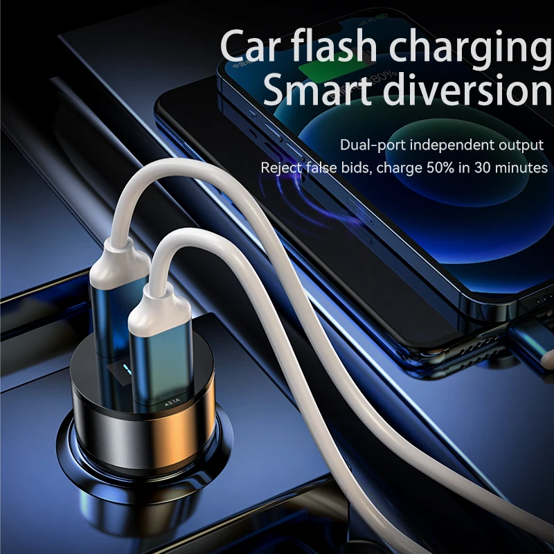 Dual USB 66W 3.1A Fast Car Charger QC3.0 Power Adapter Voltage Monitor Fast Charging For iPhone Xiaomi Samsung Huawei OPPO