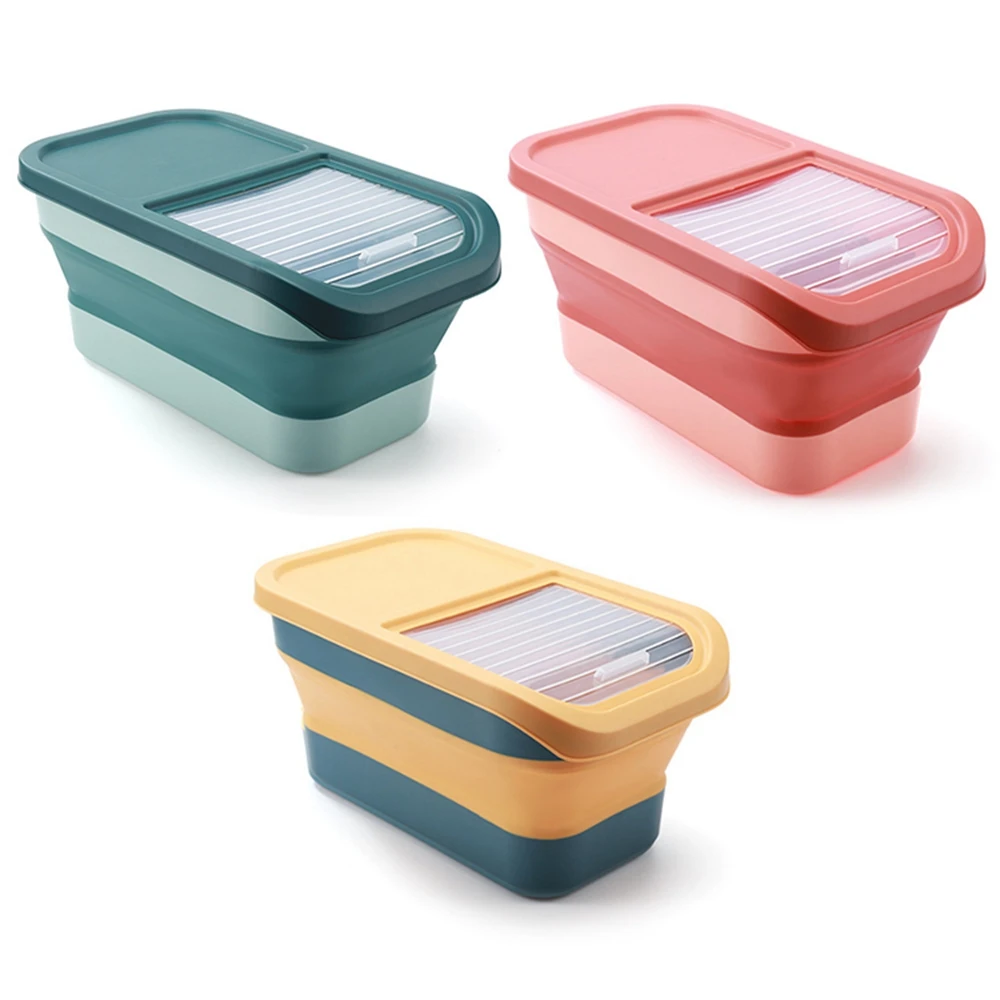 13LB Pet Dog Food Storage Container Collapsible Cat Food Container With Lids Sealing Box Kitchen Folding Grain Rice Barrel Box