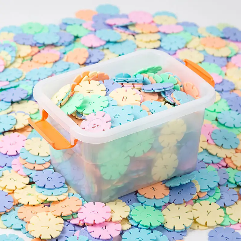 60/100/200pcs 어린이 눈송이 빌딩 블록 장난감 마카롱 색상 DIY 유치원 게임 조립 교육 장난감 선물 TMZ